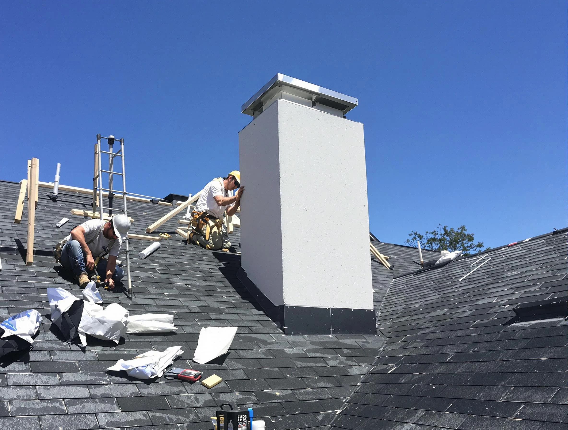 Bridgewater Chimney Sweep crew installing a new chimney in Bridgewater, NJ