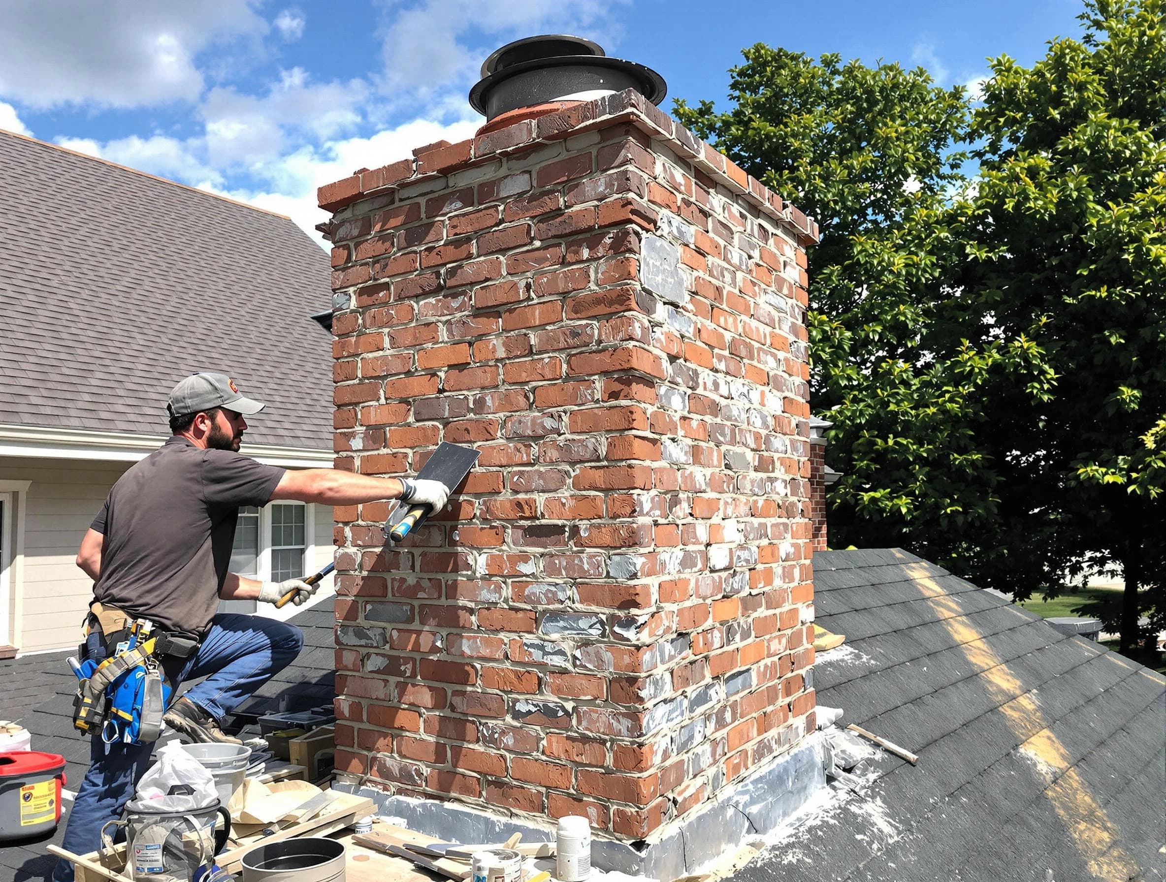 Completed chimney rebuild by Bridgewater Chimney Sweep in Bridgewater, NJ