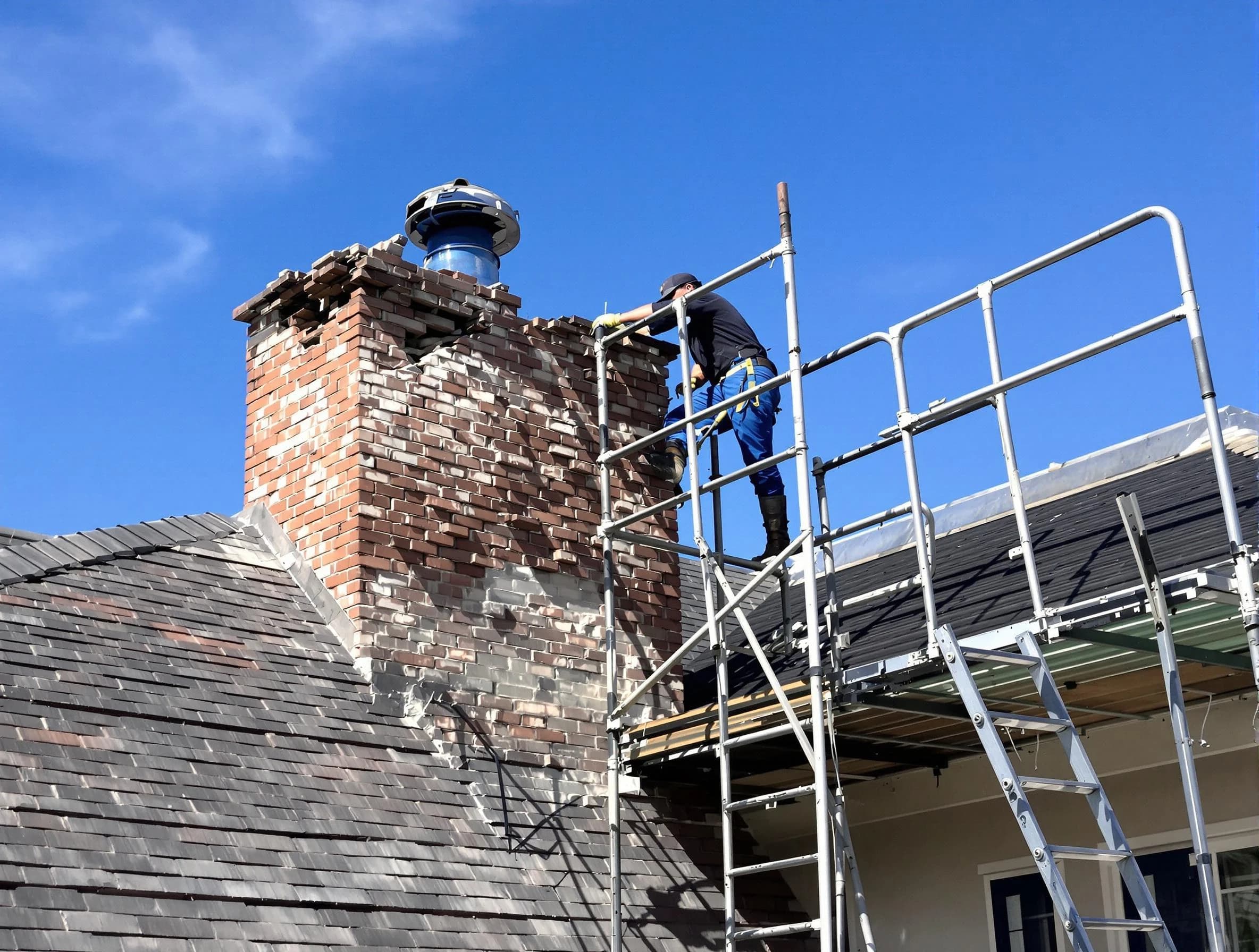 Rebuilding a chimney structure by Bridgewater Chimney Sweep in Bridgewater, NJ